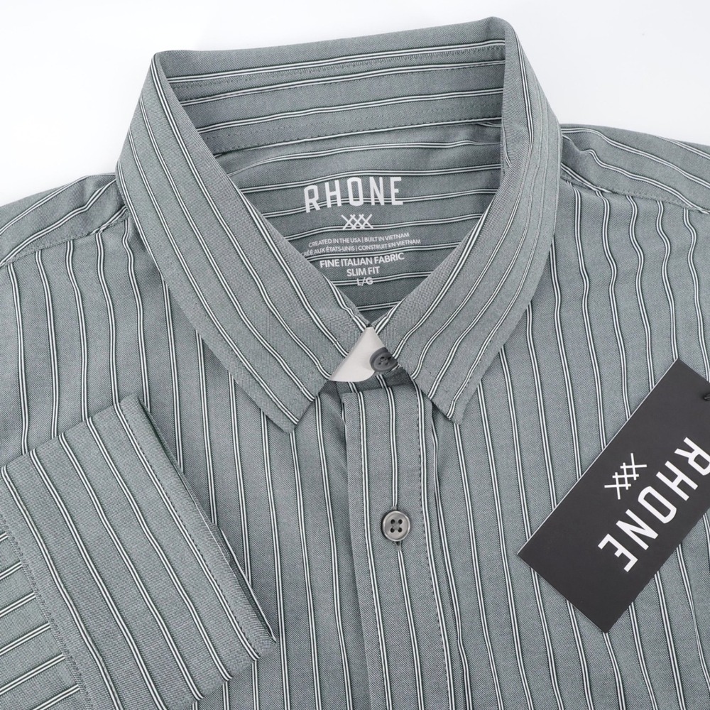 NEW Rhone Commuter Slim Fit Button Down Pine Wide Stripe‎ Long Sleeve Mens L
